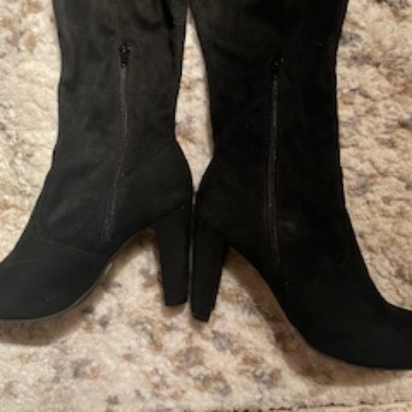 black suede high heel boots over the knee - Picture 6 of 9